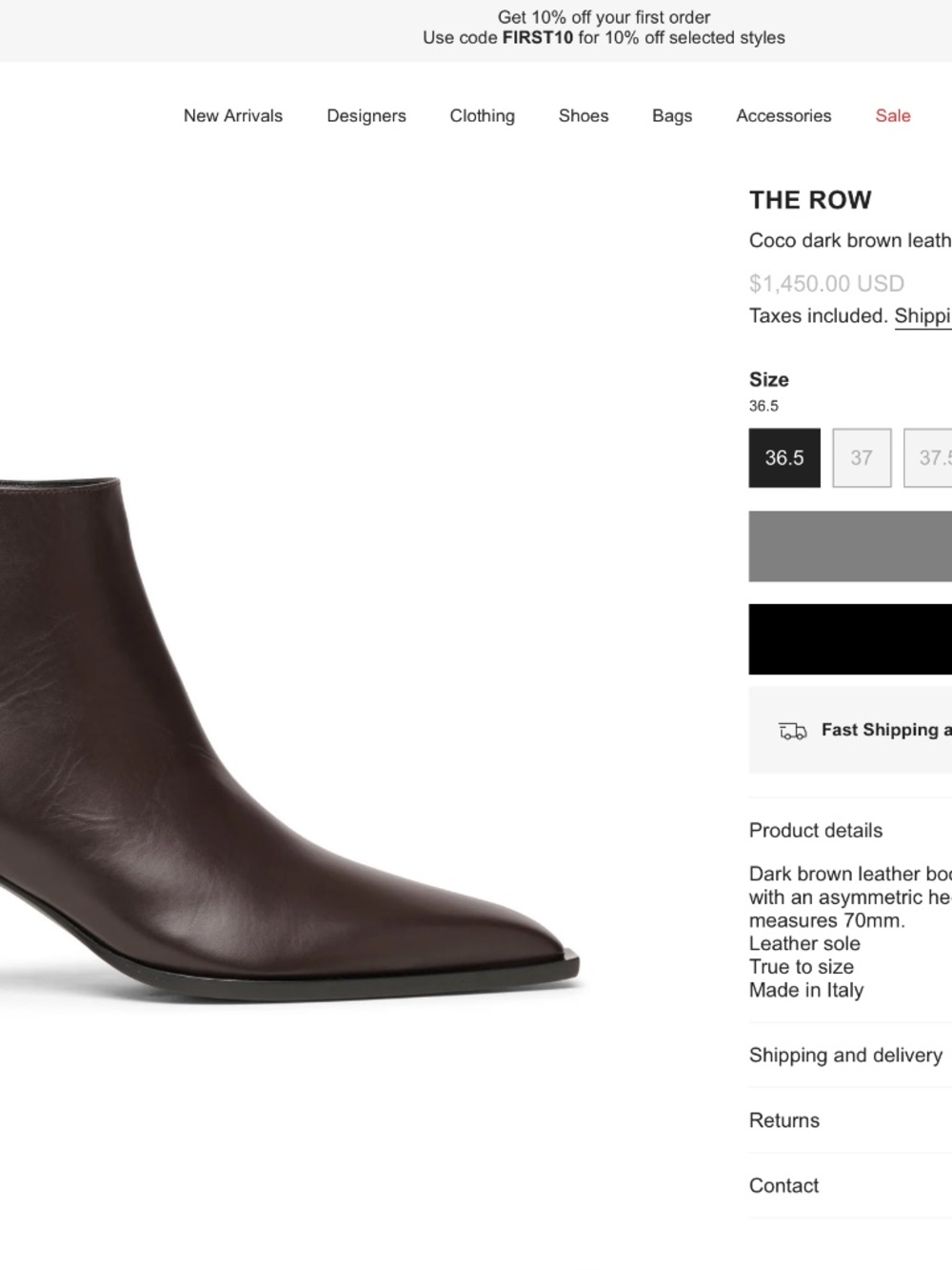 THE ROW Coco dark brown leather boots - Picture 14 of 15